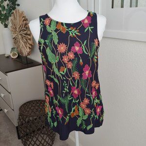 Anthopologie - Emrboidered flower navy blue tank - Sz XS  NWT